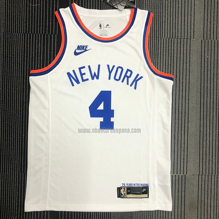 Camiseta New York Knicks Derrick Rose NO 4 75th Anniversary Blanco